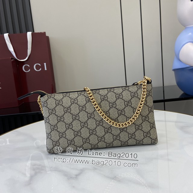 Gucci專櫃古馳最新款PVC配原廠牛皮鏈條包麻將包 jh1973型號：779791
